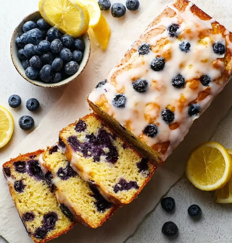 Lemon Blueberry Loaf Cake Glaze Recipe Image