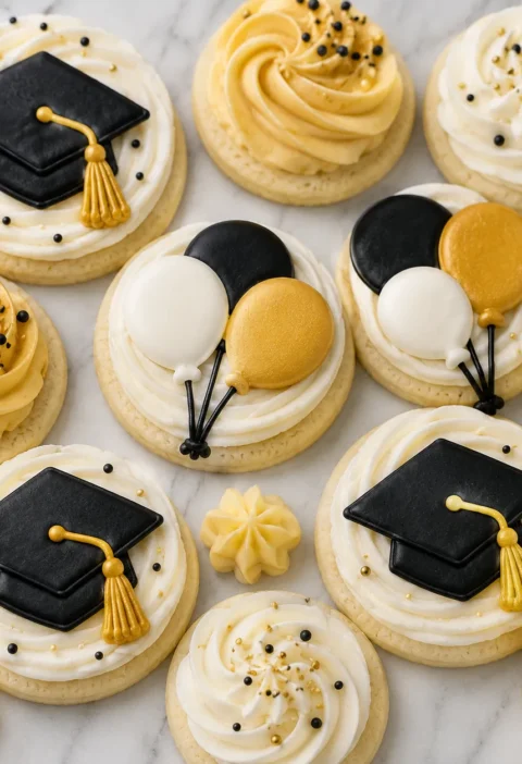 Vanilla Grad Cookies with Buttercream
