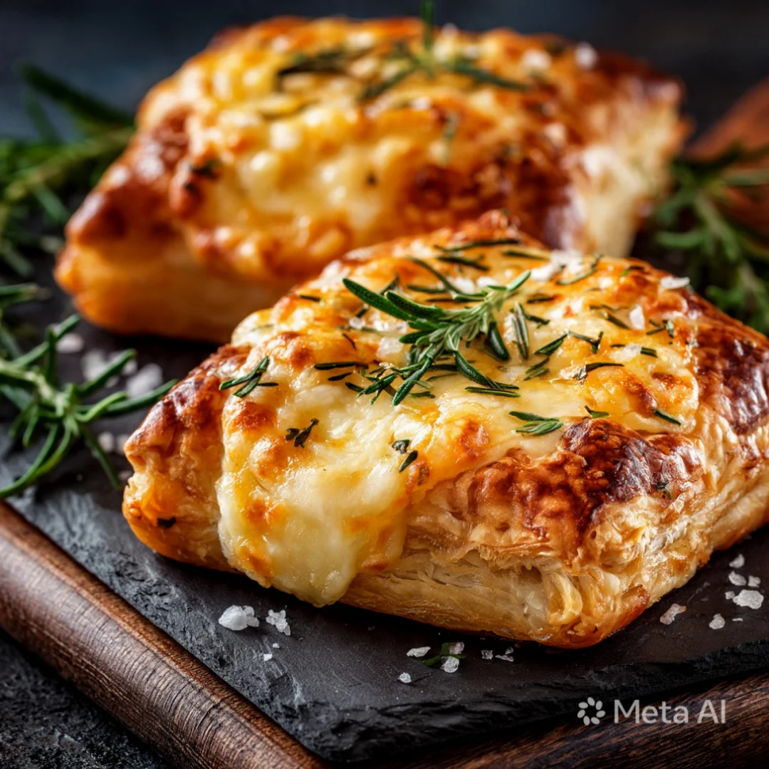 Baked Puff Pastry with Melted Cheese and Rosemary