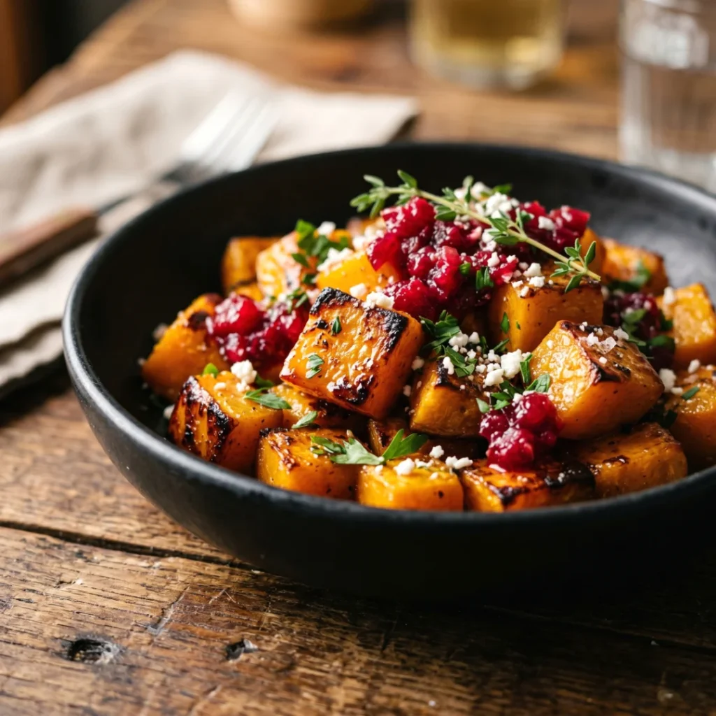 Caramelized Butternut Squash with Ricotta and Cranberry Honey