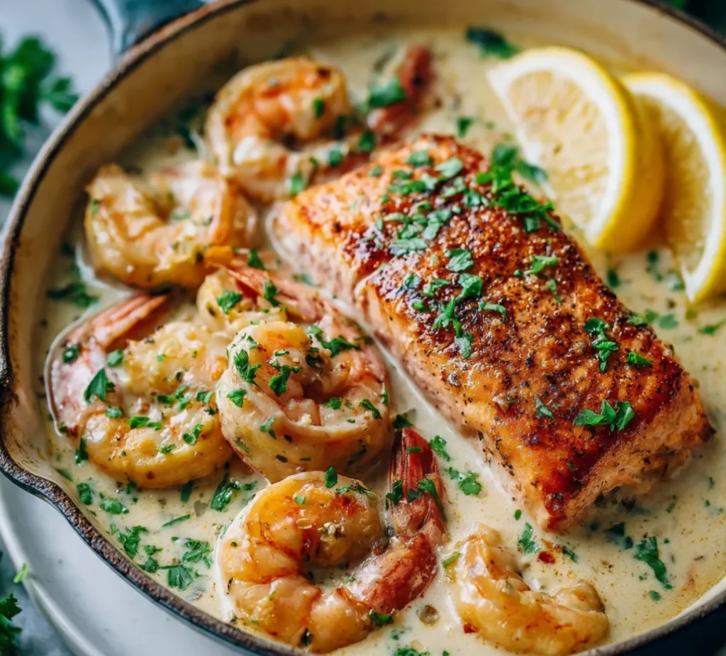 Creamy Garlic Butter Shrimp & Seared Salmon & Easy Tips