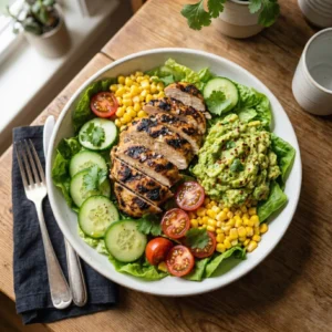 Grilled Chicken & Veggie Power Salad Bowl & Easy and Tasty