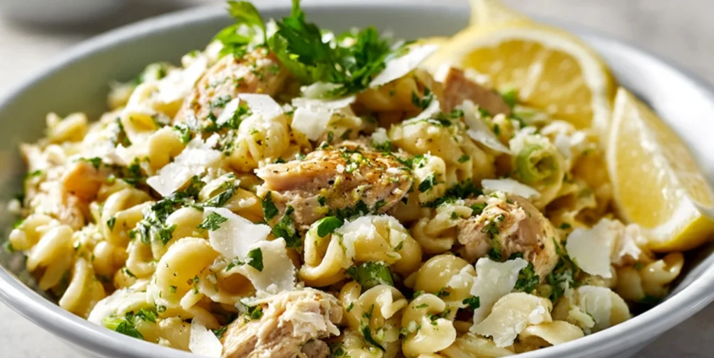 Lemon Parmesan Pasta Salad with Chicken - Lemon Parmesan Pasta Salad with Chicken