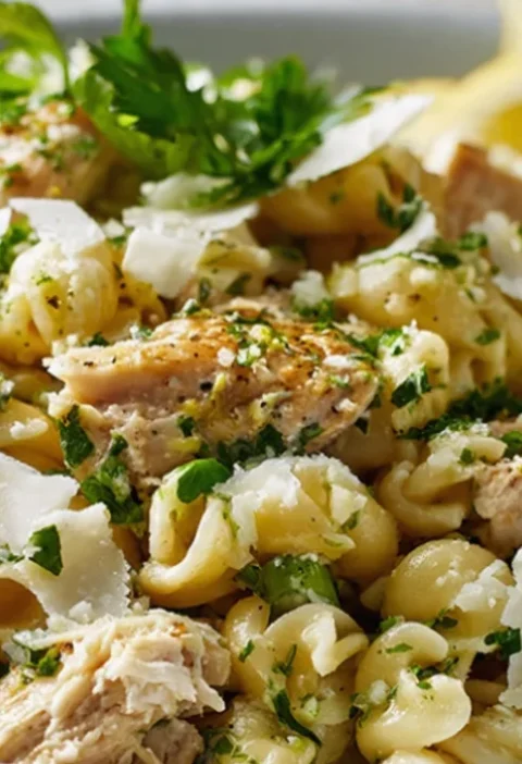 Lemon Parmesan Pasta Salad with Chicken