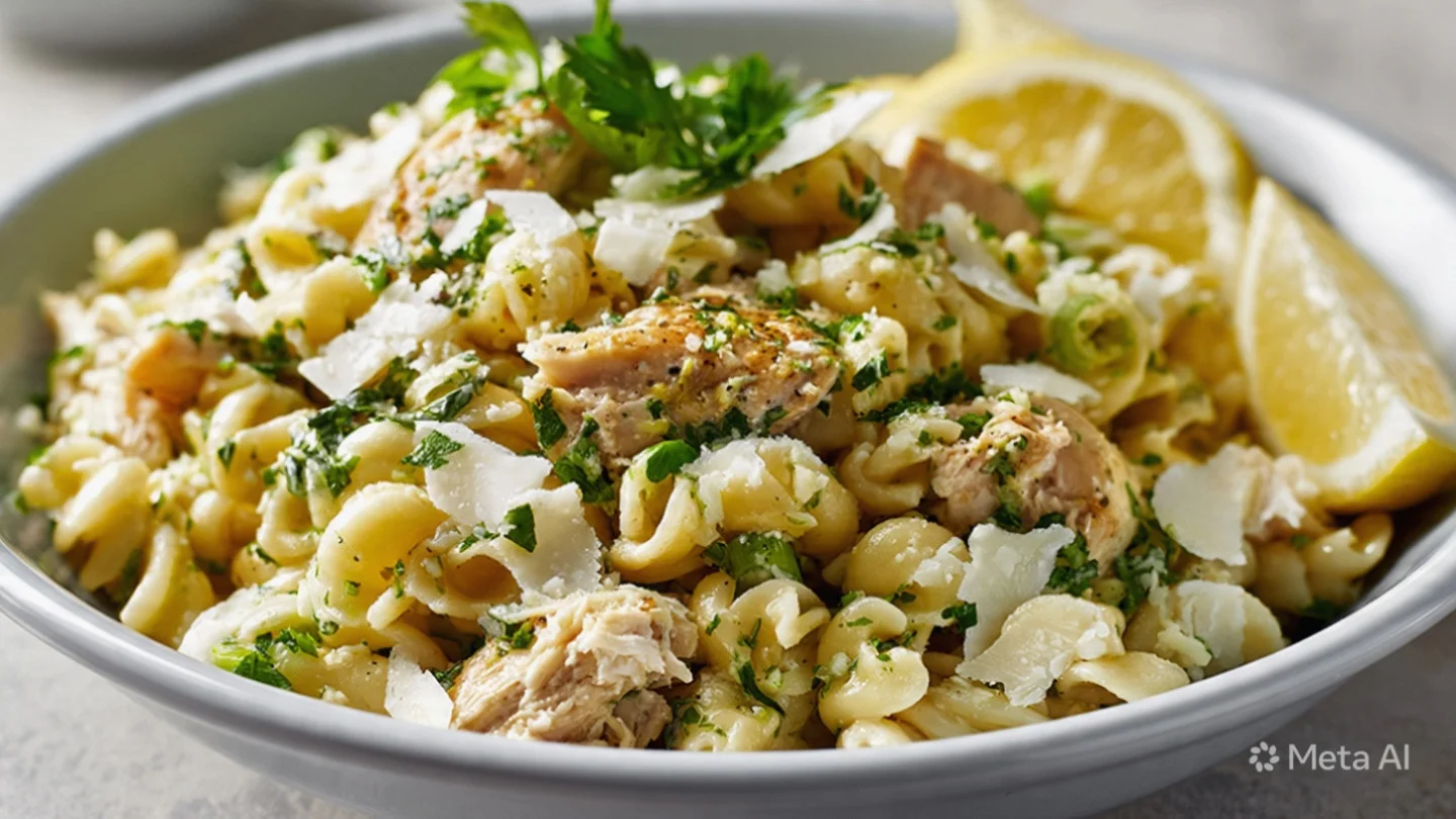 Lemon Parmesan Pasta Salad with Chicken