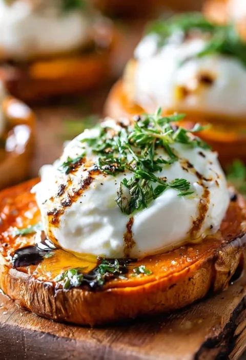 Melty Burrata Sweet Potato Appetizers
