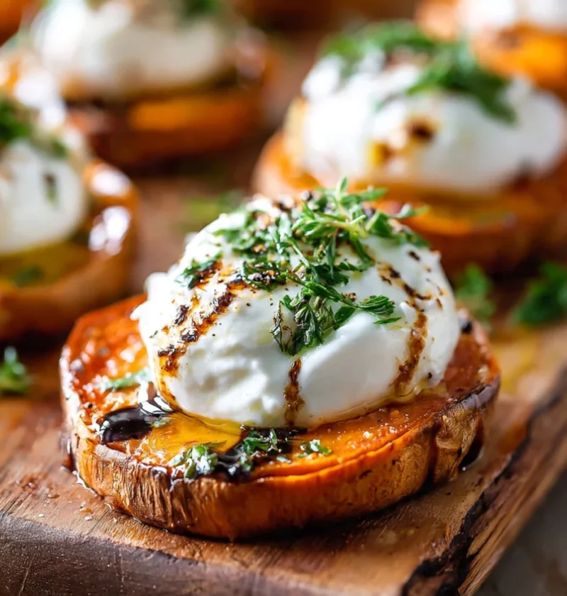 Melty Burrata Sweet Potato Appetizers