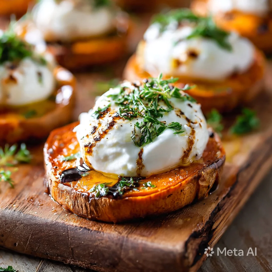 Melty Burrata Sweet Potato Appetizers