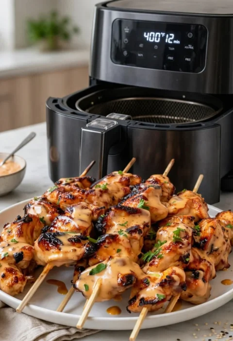 Air Fryer Bang Bang Chicken Skewers