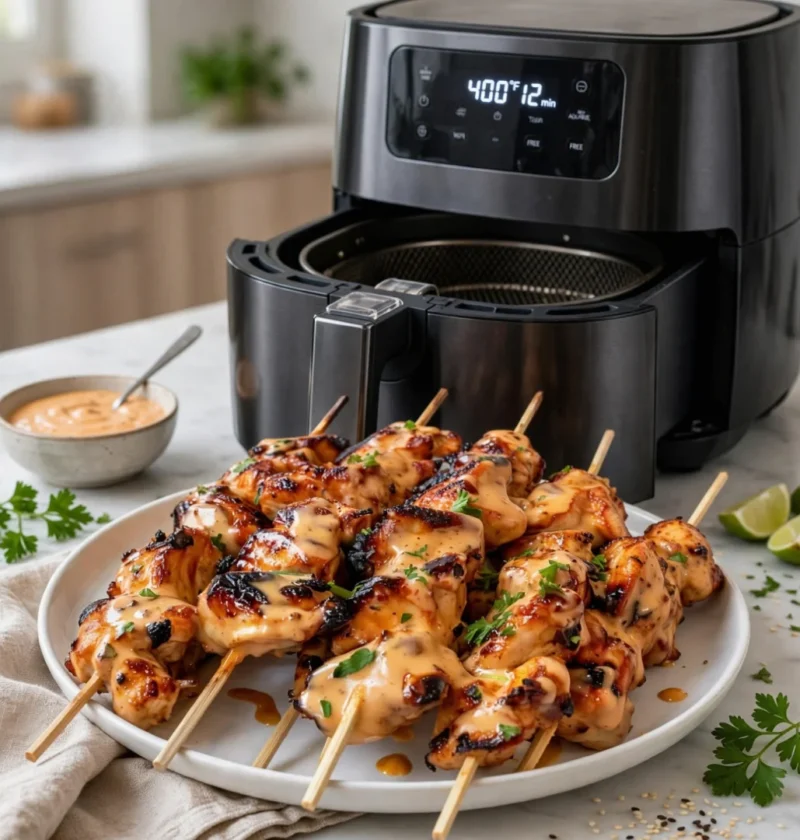 Air Fryer Bang Bang Chicken Skewers