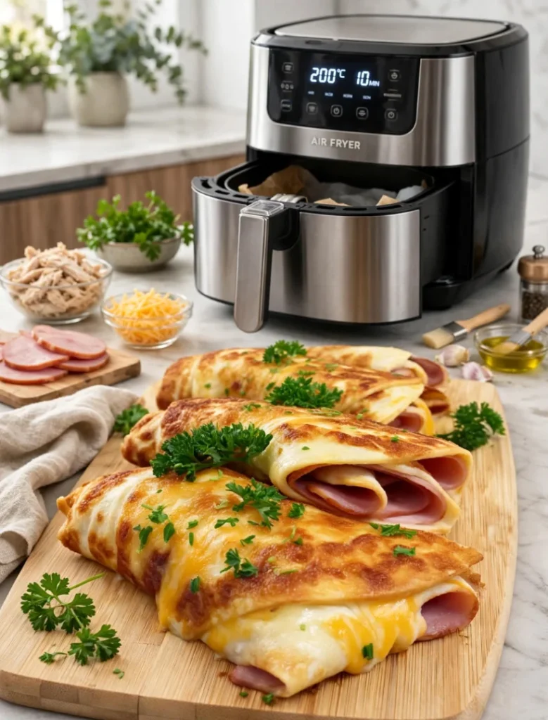Air Fryer Chicken Ham & Cheese Wraps & Delicious and Easy - Air Fryer Chicken Ham & Cheese Wraps & Delicious and Easy