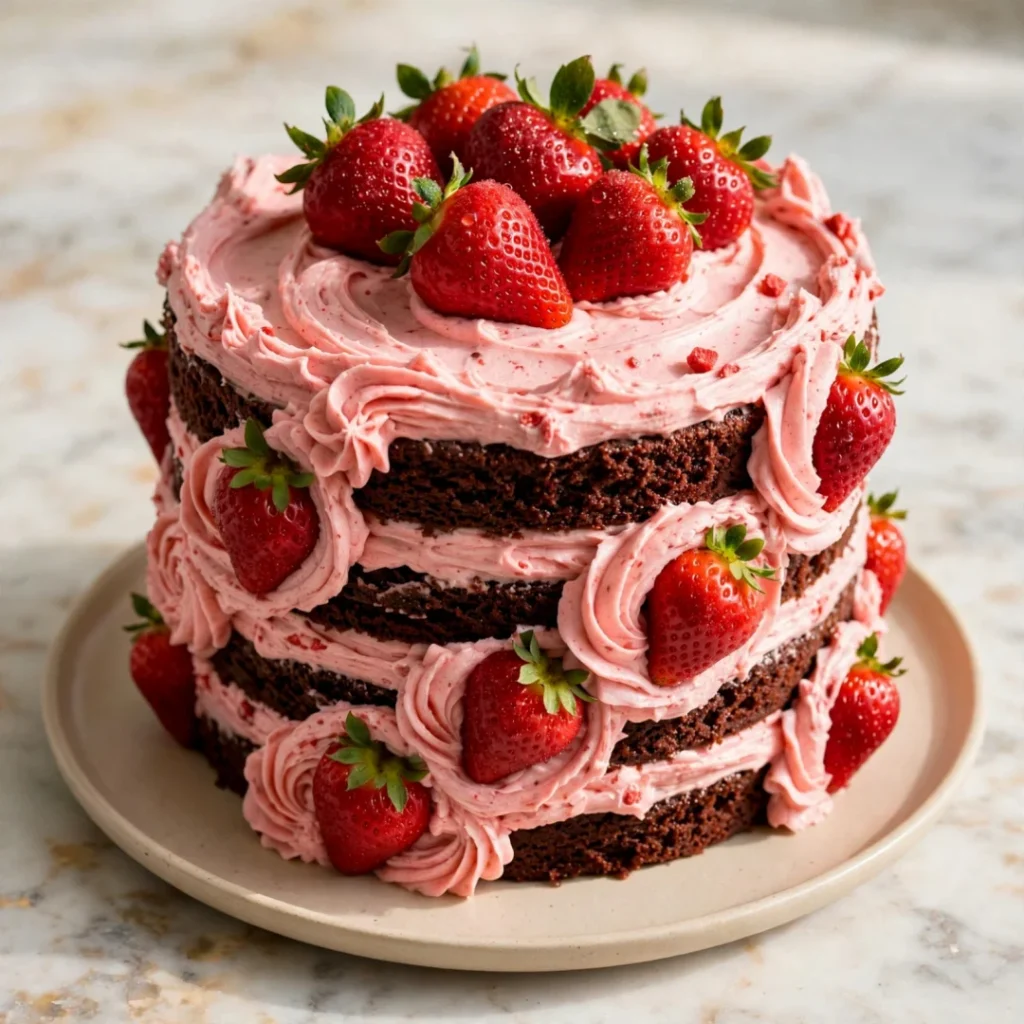Chocolate Strawberry Layer Cake - Chocolate Strawberry Layer Cake