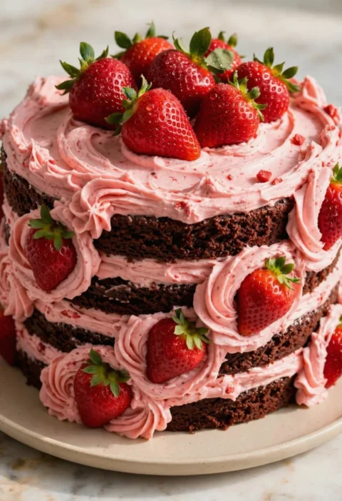 Chocolate Strawberry Layer Cake