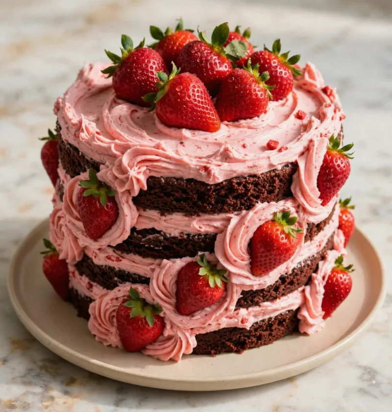 Chocolate Strawberry Layer Cake