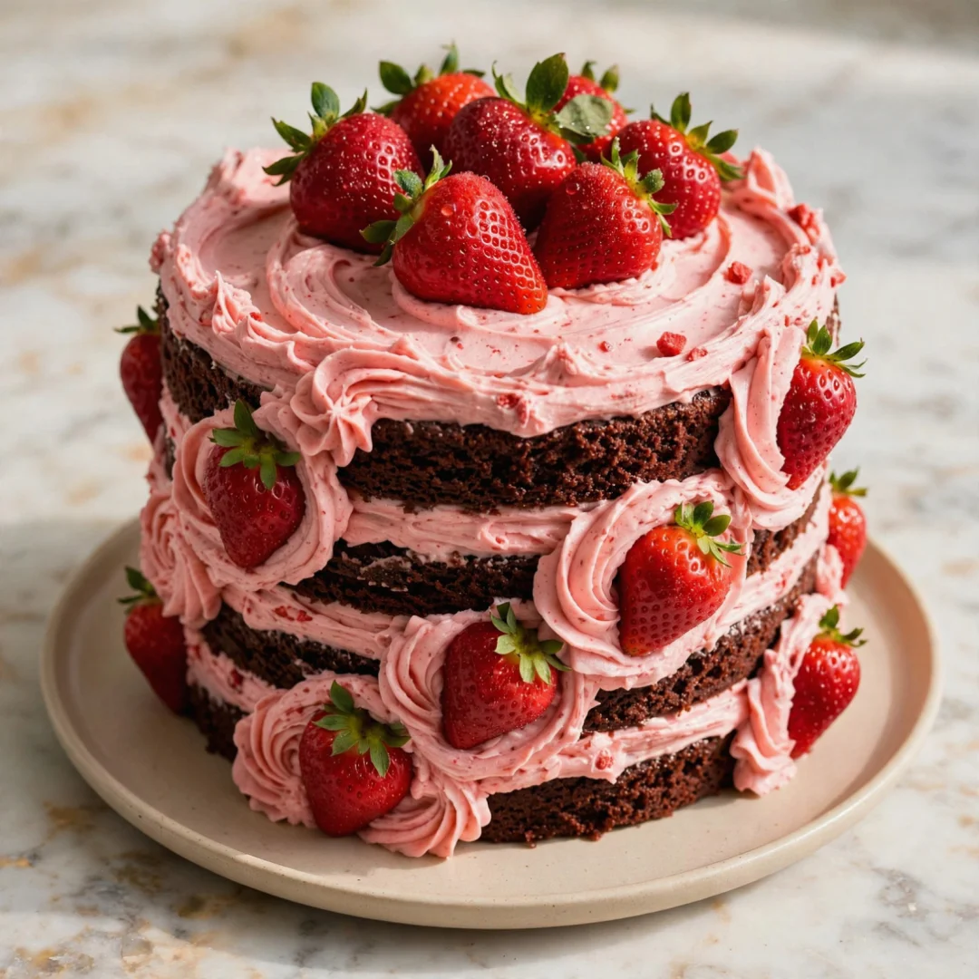 Chocolate Strawberry Layer Cake