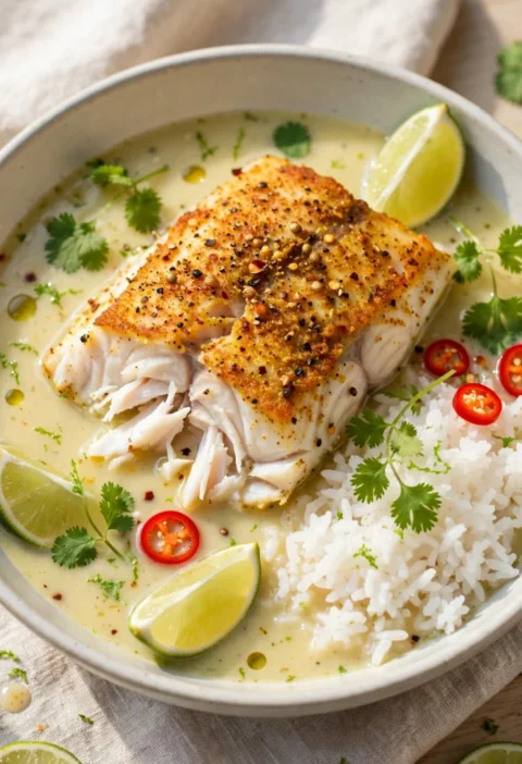 Coconut Lime Poached Fish