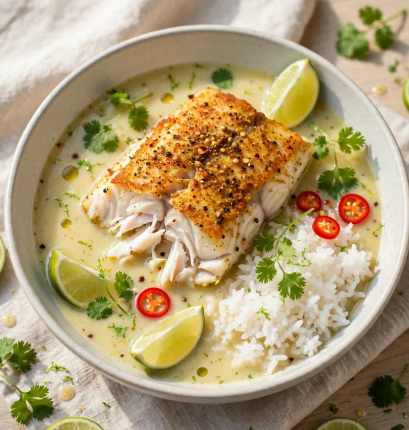 Coconut Lime Poached Fish