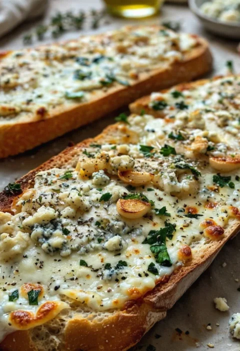 Garlic Blue Cheese Baguette Pizza