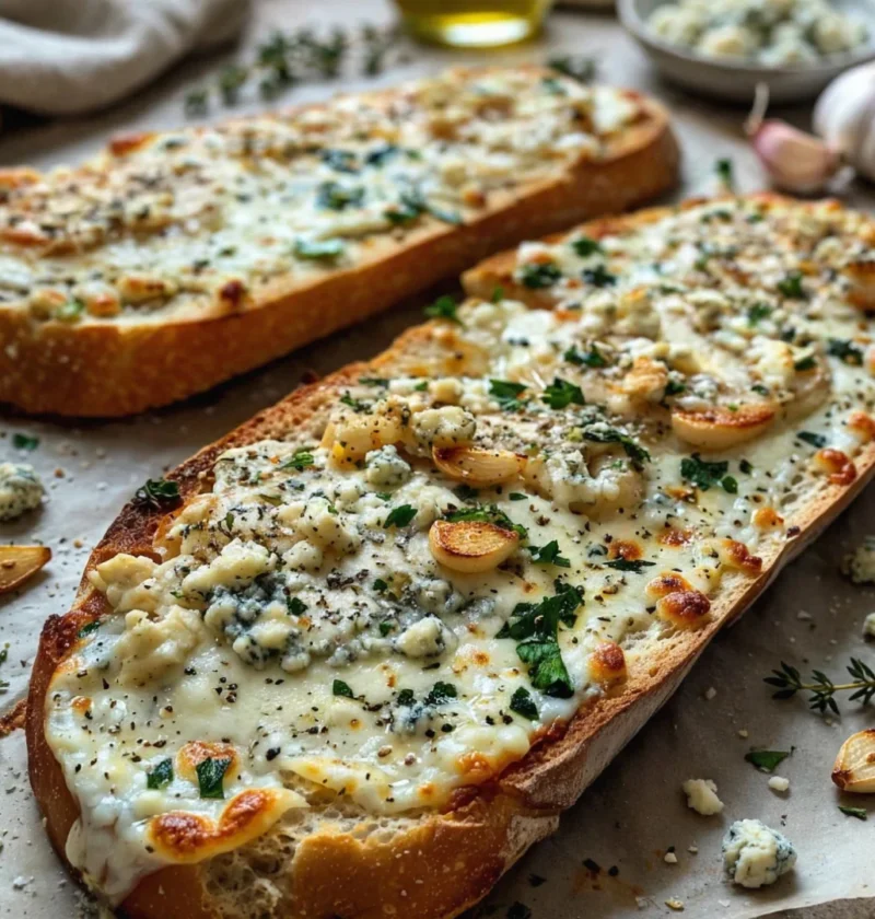 Garlic Blue Cheese Baguette Pizza