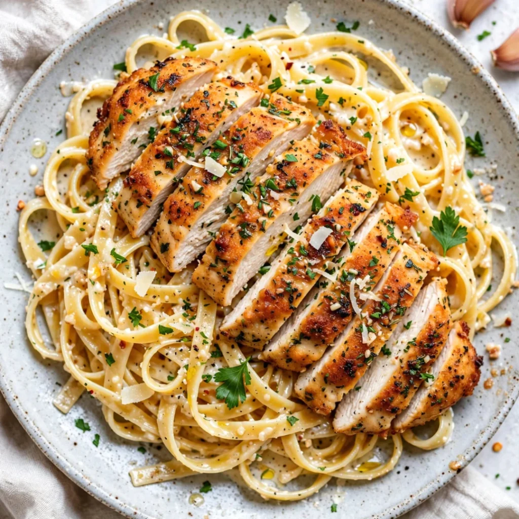 Garlic Parmesan Chicken Fettuccine