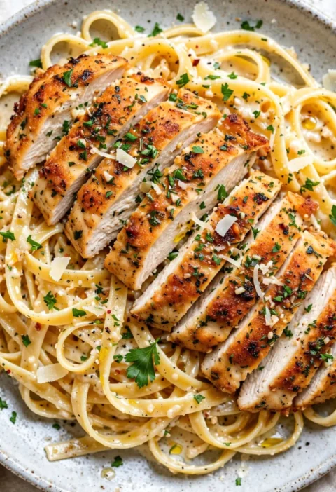 Garlic Parmesan Chicken Fettuccine