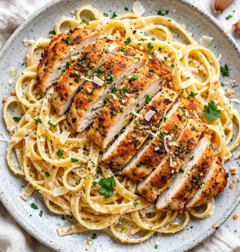 Garlic Parmesan Chicken Fettuccine