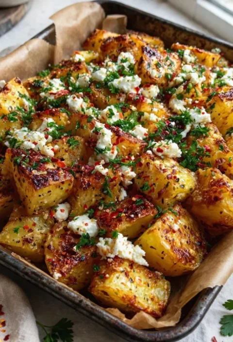 Healthy Baked Feta Potatoes