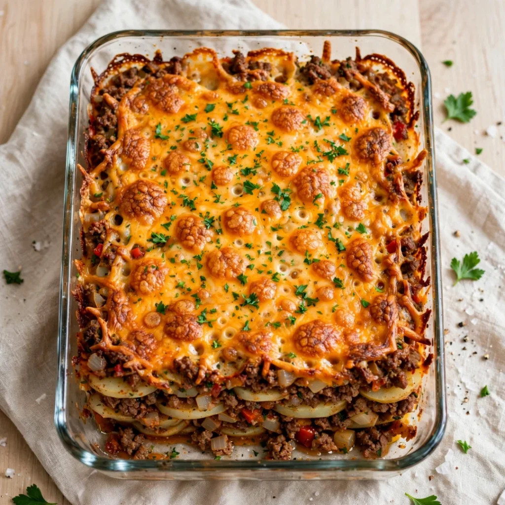 Layered Ground Beef Casserole