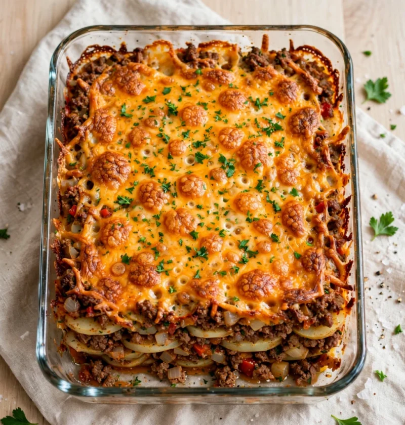 Layered Ground Beef Casserole