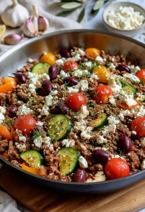 Mediterranean Ground Beef Skillet