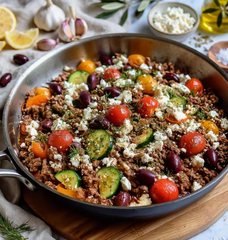 Mediterranean Ground Beef Skillet