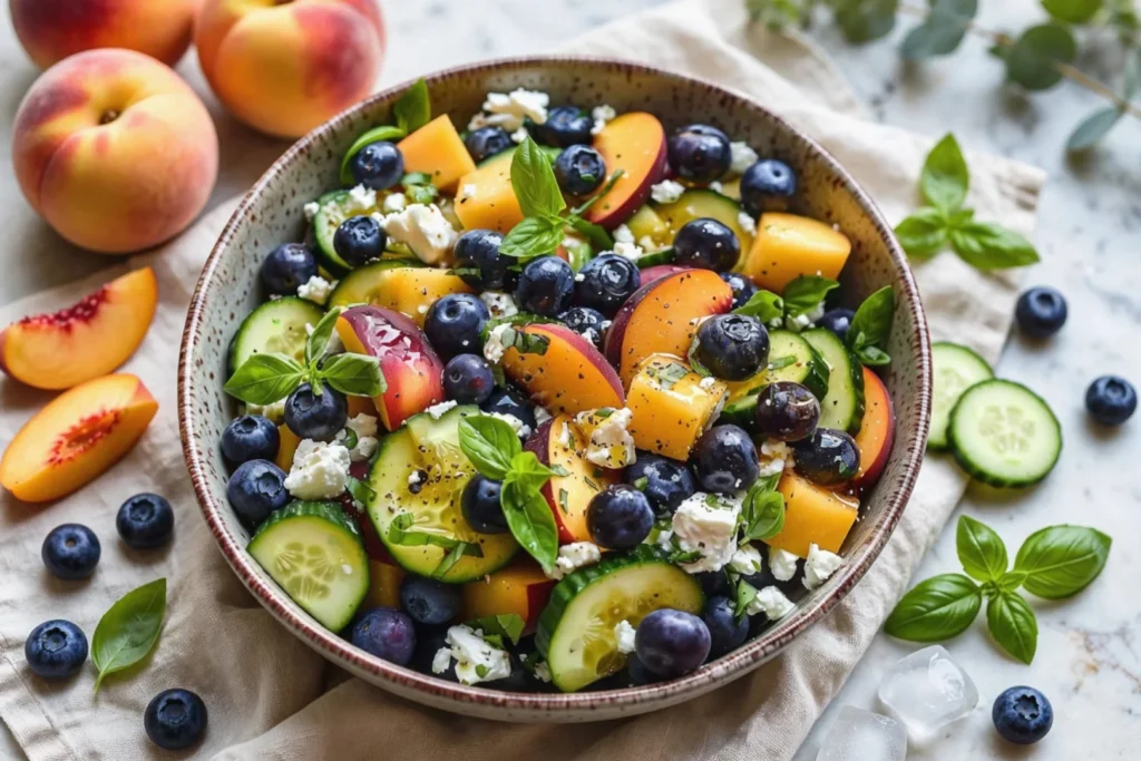 Refreshing Summer Medley with Blueberries and Peaches