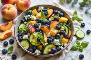 Refreshing Summer Medley with Blueberries and Peaches