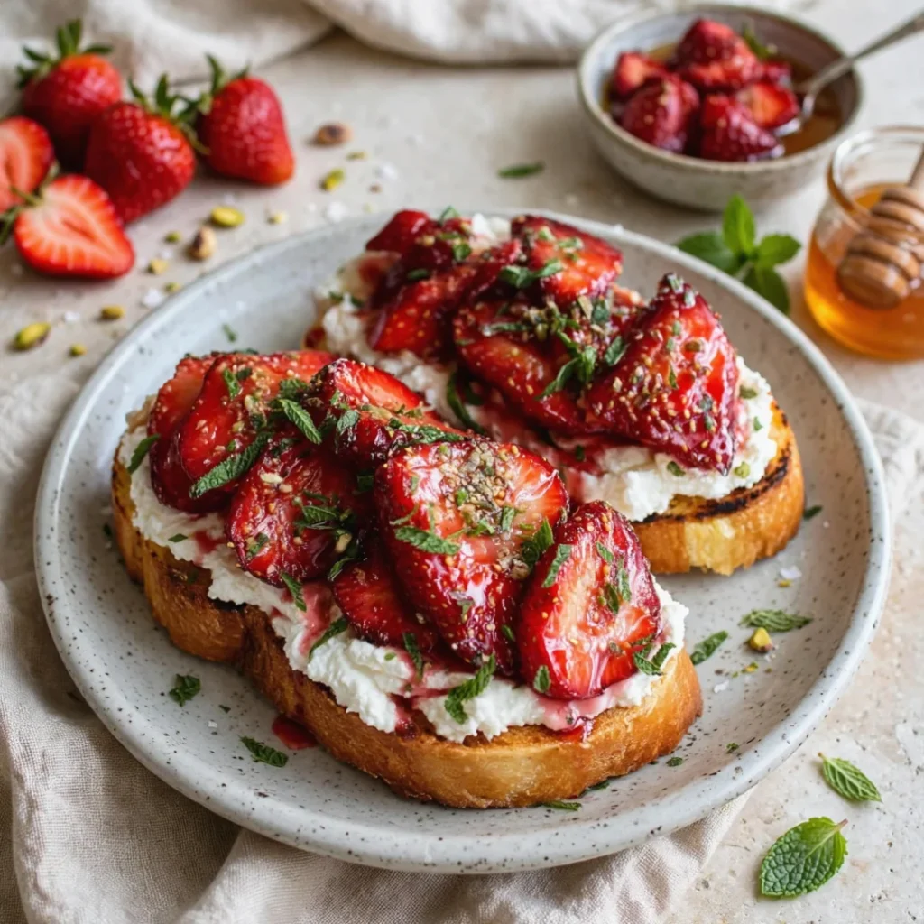 Roasted Strawberry Whipped Ricotta Toast & Easy and Delightful - Roasted Strawberry Whipped Ricotta Toast & Easy and Delightful