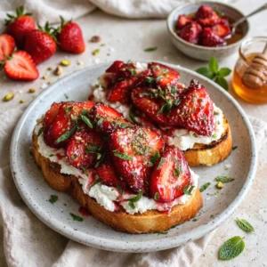 Roasted Strawberry Whipped Ricotta Toast & Easy and Delightful