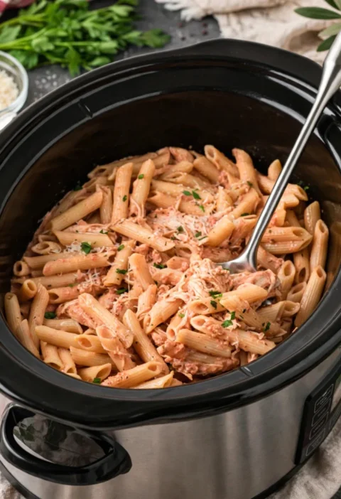 Slow Cooker Chicken Pasta Rosa