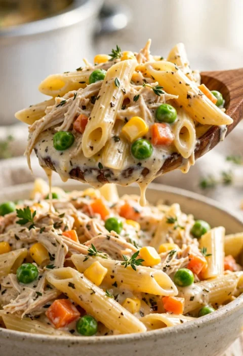 slow cooker chicken pot pie pasta