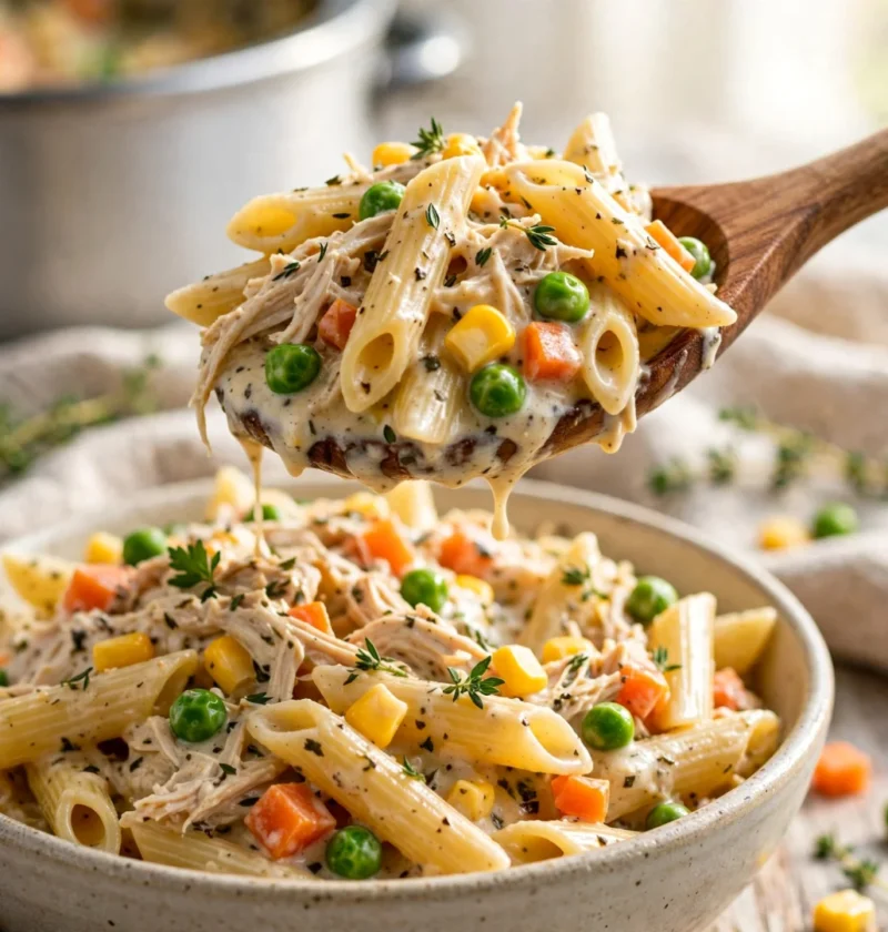slow cooker chicken pot pie pasta