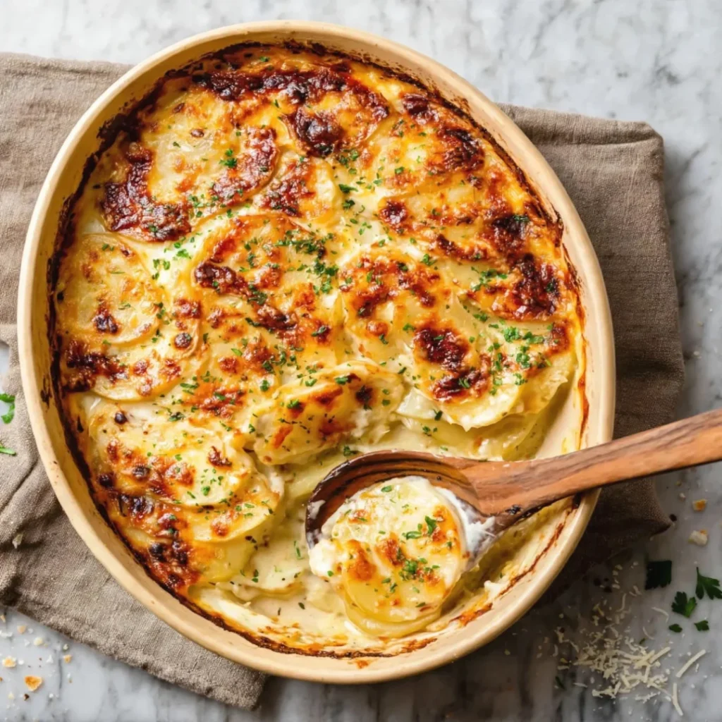Three Cheese Scalloped Potatoes