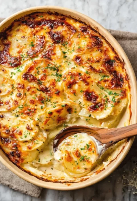 Three Cheese Scalloped Potatoes