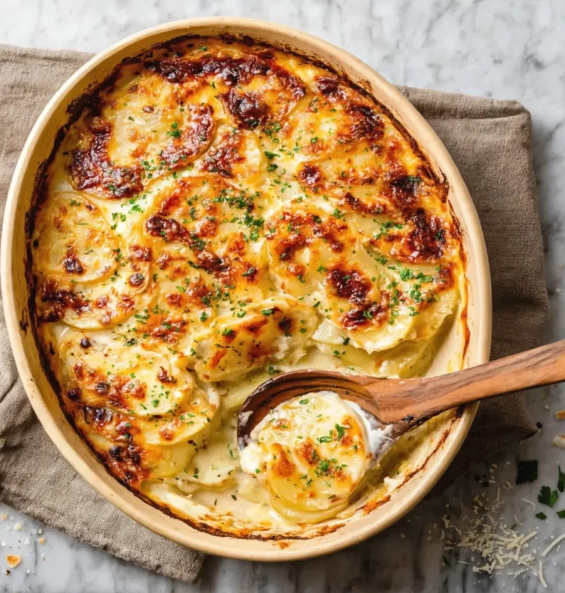 Three Cheese Scalloped Potatoes