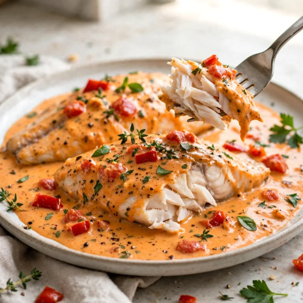 Tilapia with Creamy Pepper Sauce - Tilapia with Creamy Pepper Sauce