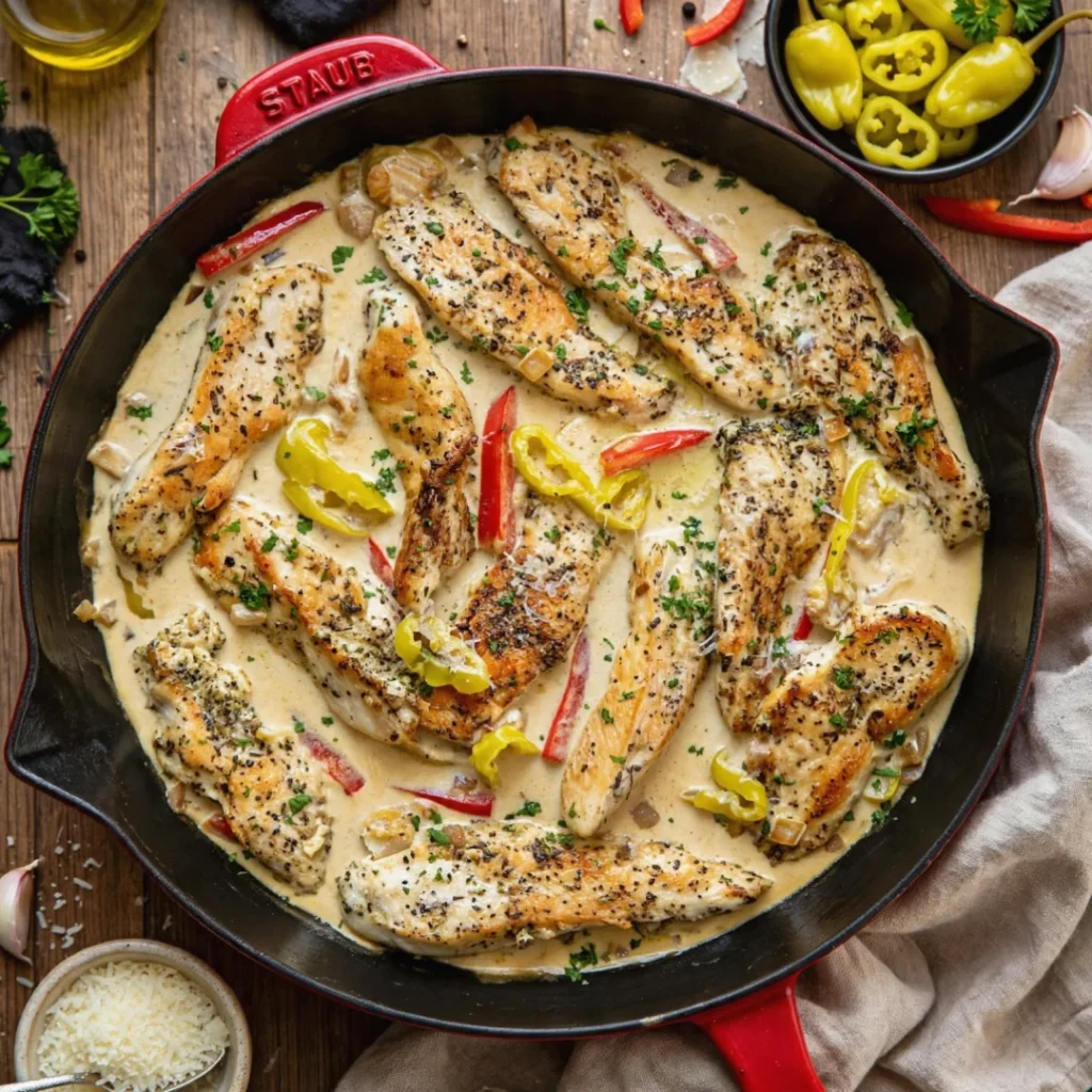Creamy Pepperoncini Chicken Skillet - Creamy Pepperoncini Chicken Skillet