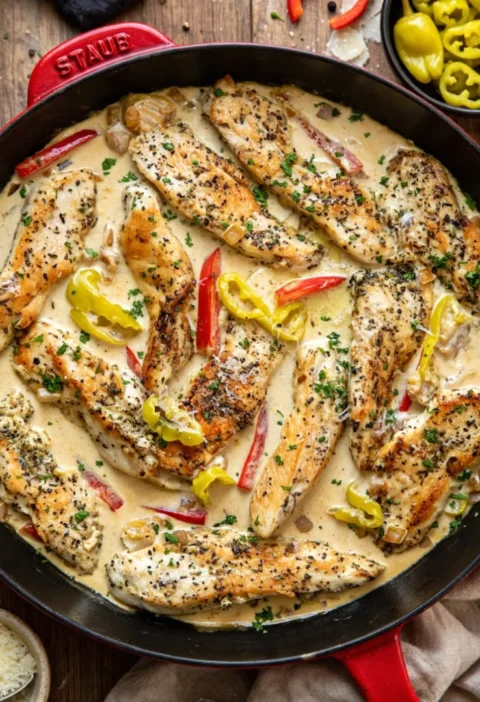 Creamy Pepperoncini Chicken Skillet