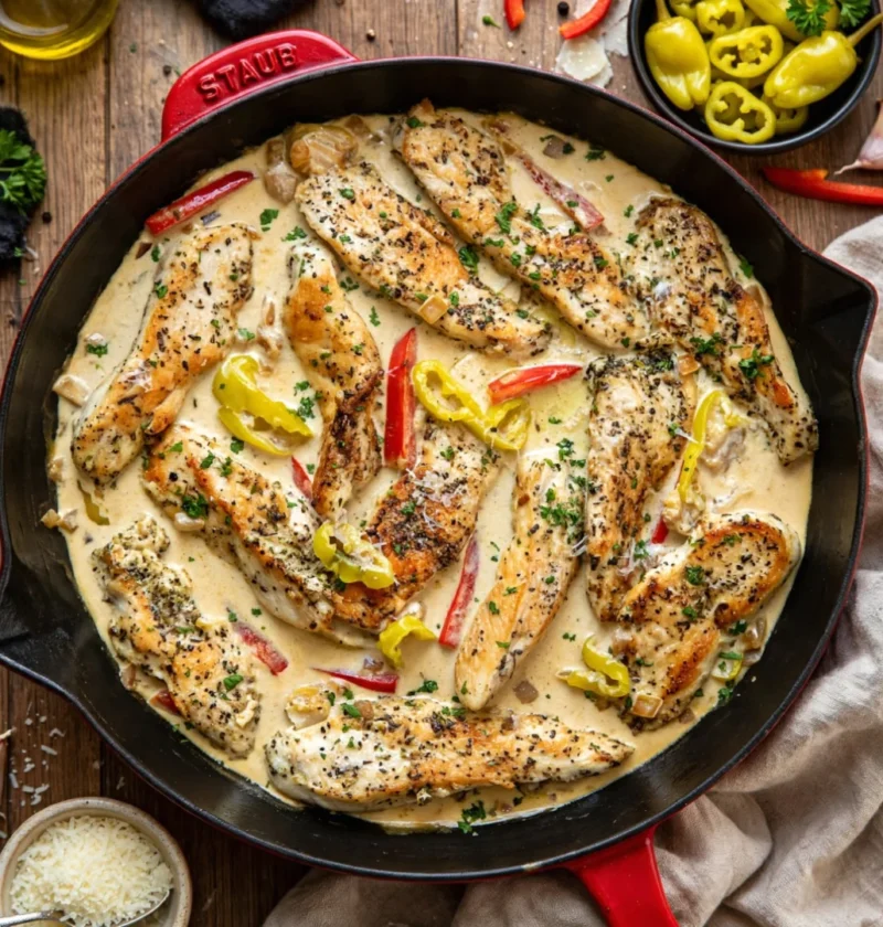 Creamy Pepperoncini Chicken Skillet