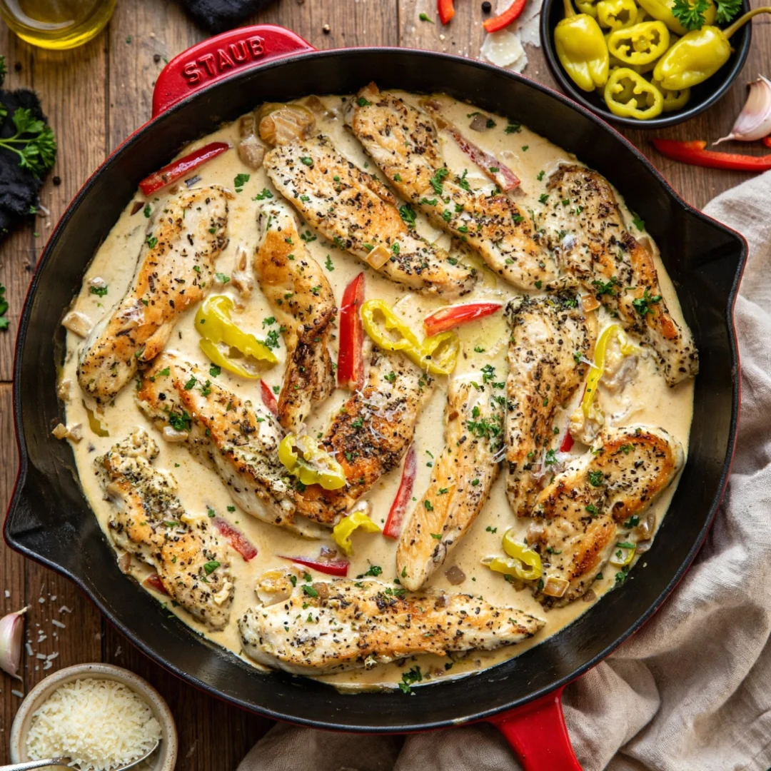 Creamy Pepperoncini Chicken Skillet