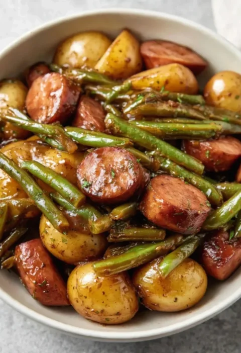 Crockpot Smokies with Beans and Potatoes
