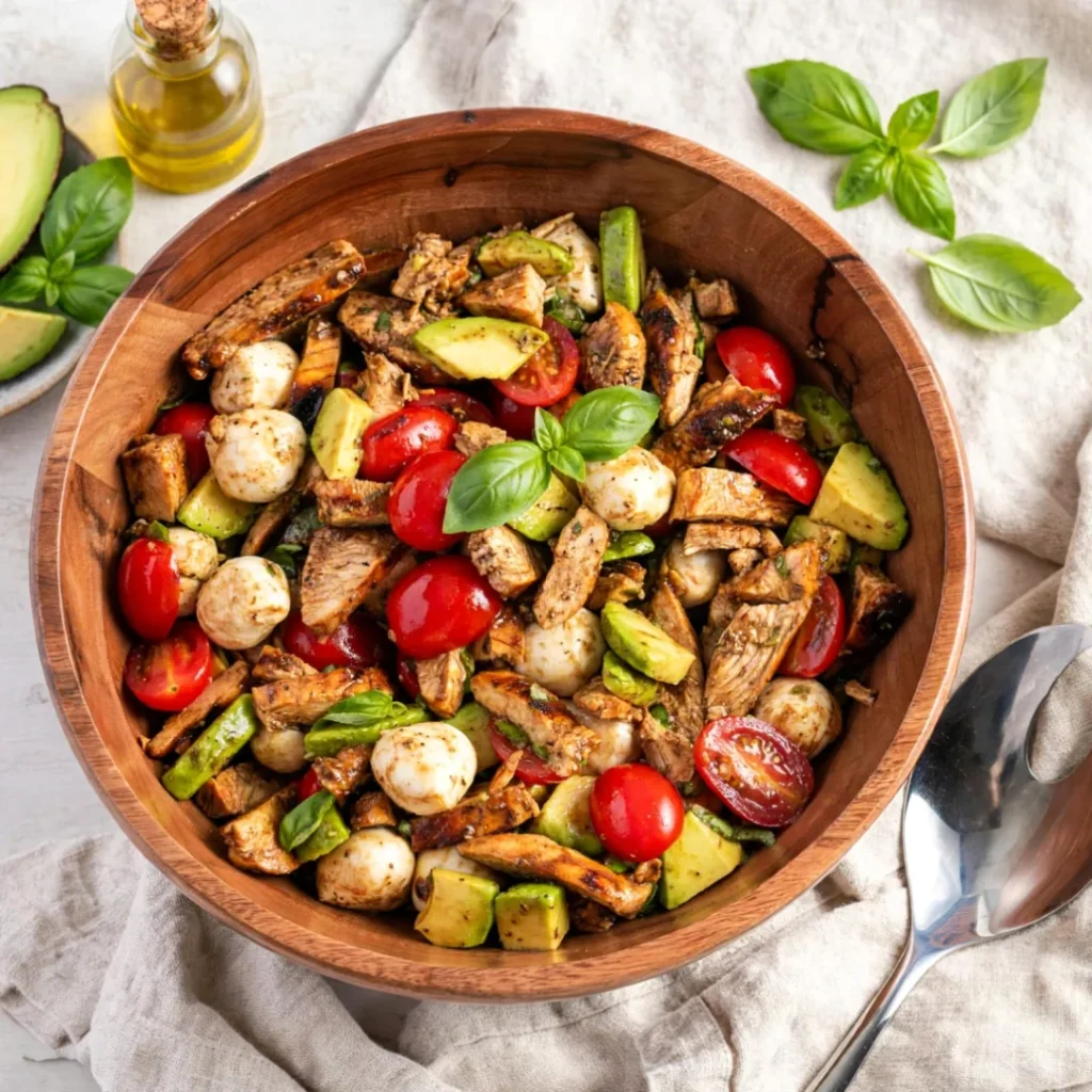 Easy Chicken Caprese Salad With Avocado
