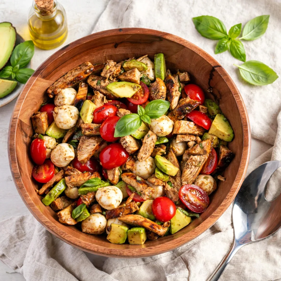 Easy Chicken Caprese Salad With Avocado