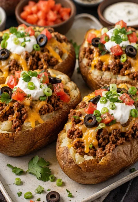 Easy Taco Beef Loaded Potatoes